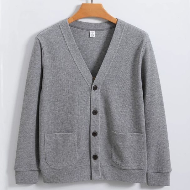 Men's V-Neck Cardigan Sweater - Premium Long-Staple Cotton, Relaxed Fit, Wrinkle-Free Knitwear For Casual & Everyday Wear_viptrois.com