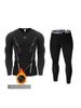 Men's Fitness Top Tights Running Training T-Shirt Fleece Thermal Underwear Set Ski Bottom Shirt_viptrois.com