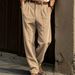 Men's High-Waisted Corduroy Dress Pants Casual Business Trousers Straight Leg British Style Wrinkle Free_viptrois.com