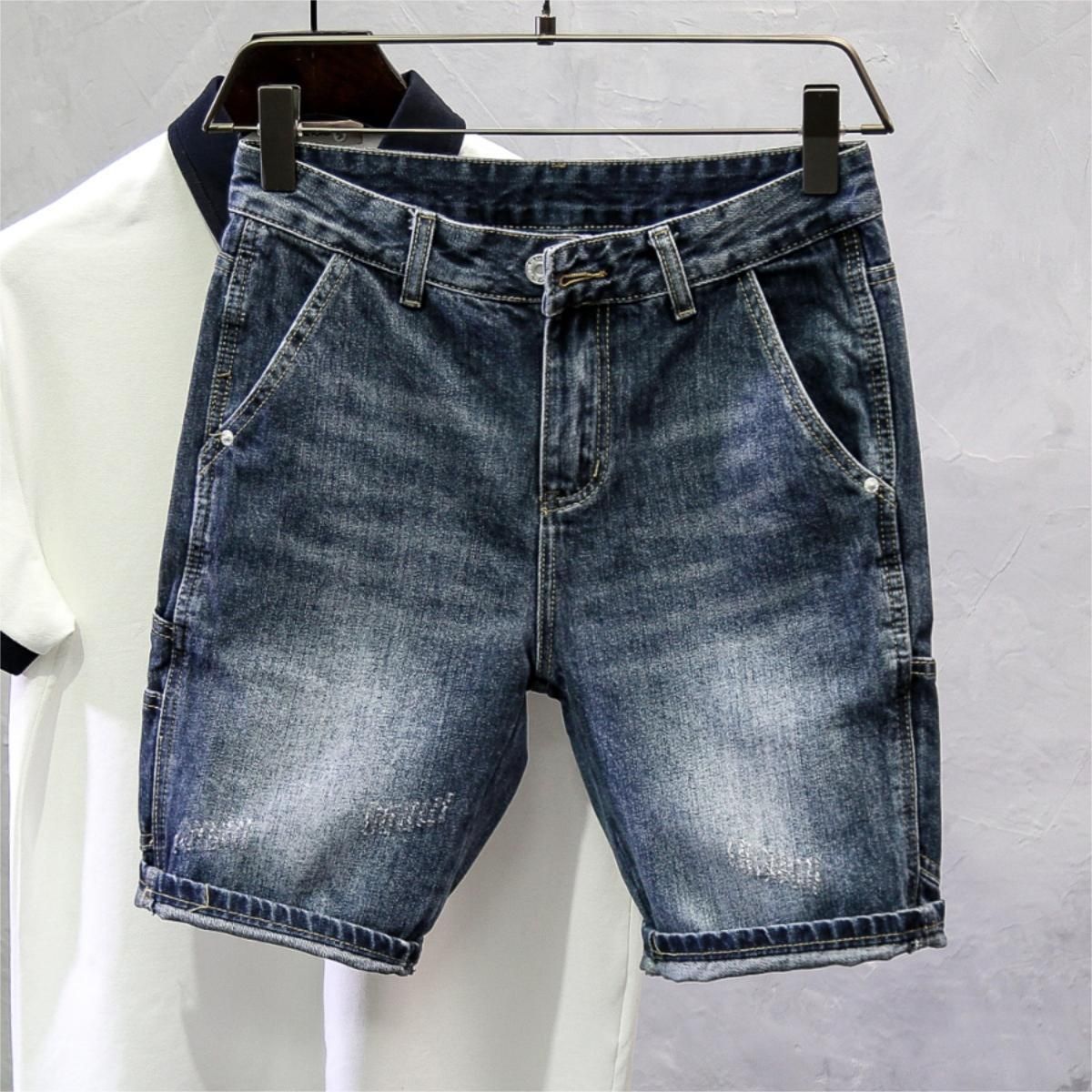 Men's Clothing Denim Shorts Color Men's High End New Style Five Point Pants Men's Summer Thin Youth Casual Shorts_viptrois.com
