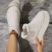 Women's Shoes Large Size Mid Tube Thick Soled Snow Boots For Women 2025 Autumn And Winter New Style Slip On Fashionable Popular Cotton Shoes For Women_viptrois.com