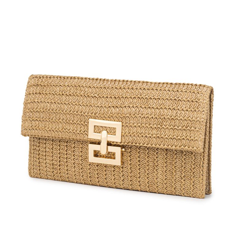 Bohemian Vacation Woven Hand-held Bag Popular Flip Bag Straw Woven Bag Envelope Bag Suitable For Dating And Shopping_viptrois.com