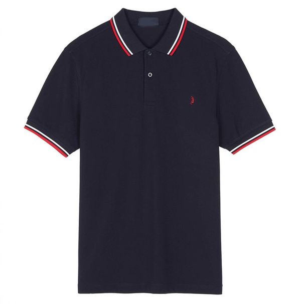 Men's British-style Wheat Ear Polo Shirt, Casual Cotton Embroidered Color-blocked Short-sleeve Top For Men_viptrois.com