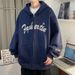 Velvet Cardigan Hoodie Men's Spring And Autumn Trendy Brand College Style Top Loose Fit Fat Plus Size Hooded Jacket_viptrois.com
