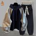 Men's Clothing Fashion Brand Plus Velvet Thickened Pleated Raglan Sleeves Hooded Sweatshirt Suit Men's Design Warm Set_viptrois.com
