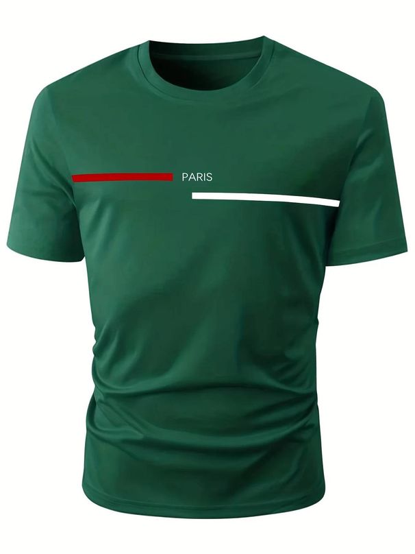 Men's Fashion Short-sleeved T-shirts Summer Slim-fit Pure Cotton Printed T-shirts Trendy Casual Versatile Tops_viptrois.com