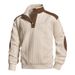 Men’s Casual Business-Casual Zip-Up Hoodie – Lightweight Spring Pullover With Stand Collar & Contrast Trim_viptrois.com