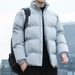 Men's Clothing Jacket With Stand Collar Winter Puffer Jacket, Stand Collar Quilted Coat, Oversized Polyester-Filled Warm Coat For Youth & Students_viptrois.com