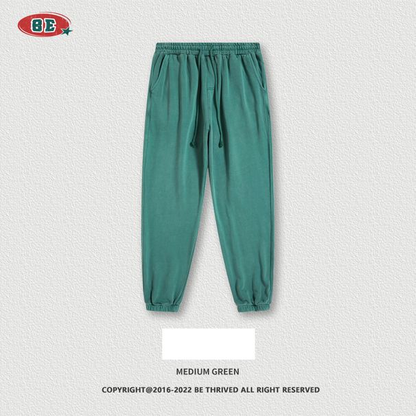Man's clothing Vintage wash water to do old wool loop sports sweatpants men's high street fashion brand solid color pants_viptrois.com