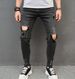 Men's Ripped Patch Jeans Stretch Pants_viptrois.com