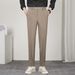 Men's Straight Leg Slim Fit Cropped Trousers 2024 Korean Style Trendy Wrinkle Free Elastic Casual Bottoms_viptrois.com