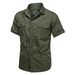 Men's Clothing Youth Loose Short Sleeved Shirts Section Solid Color Casual Shirts_viptrois.com