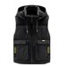 Men's Down Cotton Vest For Outerwear, Spring And Autumn New Style, Trendy Hooded Vest, Thickened Warm Sleeveless Jacket_viptrois.com