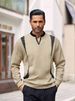 2025 Men's Jacquard V-Neck Pullover Sweatshirt - Oversized Casual Long Sleeve Top For Street Style_viptrois.com