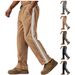Men's Clothing Spring And Summer Simple Striped Casual Loose Khaki Corduroy Double Line Sports Trousers_viptrois.com