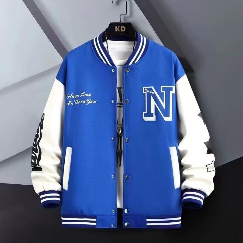 Men's Casual Style Baseball Jacket - Lightweight & Breathable Polyester Coat For Spring/Autumn - Loose Fit Streetwear Jacket With Side Pockets _viptrois.com