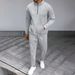 "Men's Waffle-Knit Half-Zip Sweater & Trousers Set – High Collar Long-Sleeve Casual Outfit, Autumn Loungewear"_viptrois.com