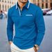 Unbeatable Quality Men's Spring And Autumn Daily Casual Splicing Pocket Solid Color Collar Long Sleeve Large Polo Shirt_viptrois.com