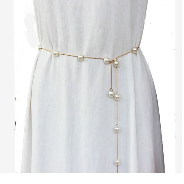Korean Style For Women, High-End Pearl Thin Belt, Fashionable Versatile Women's Dress Accessory Waist Chain_viptrois.com
