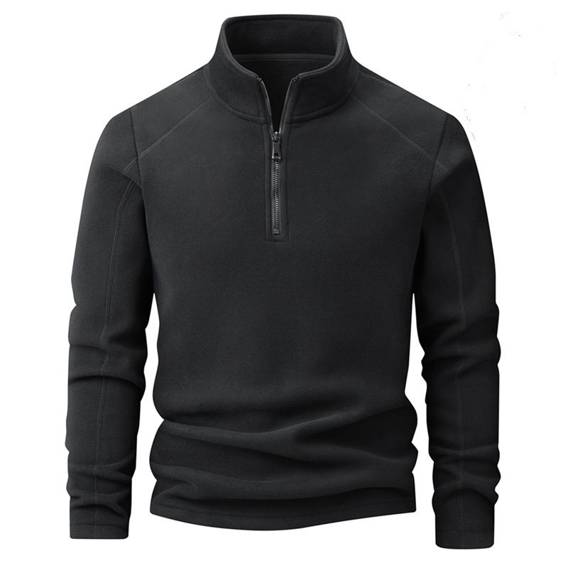 Fleece And Thickened Semi-zipper Stand-up Collar Hoodie For Men, High-quality Pullover, Casual And Warm Hoodie For Dad_viptrois.com
