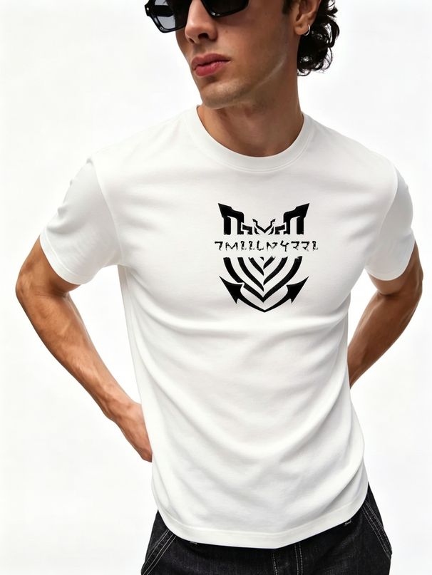 3 Pack Men's Oversized T-Shirts, 100% Cotton Crew Neck Casual Tees, Relaxed Fit Minimal Tribal Symbol Print Design, Black White Grey_viptrois.com