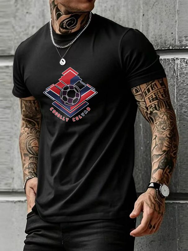 Trendy Streetwear T Shirt Football Club Logo Design Cotton Blend Fabric Men Casual Wear_viptrois.com