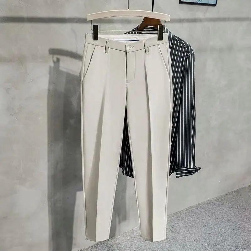 2025 New Designer Men's Suit Pants With Hong Kong Style Entering Fashion Straight Leg Weight Loss Harvest Pants, Casual And Fashionable Draped Western_viptrois.com