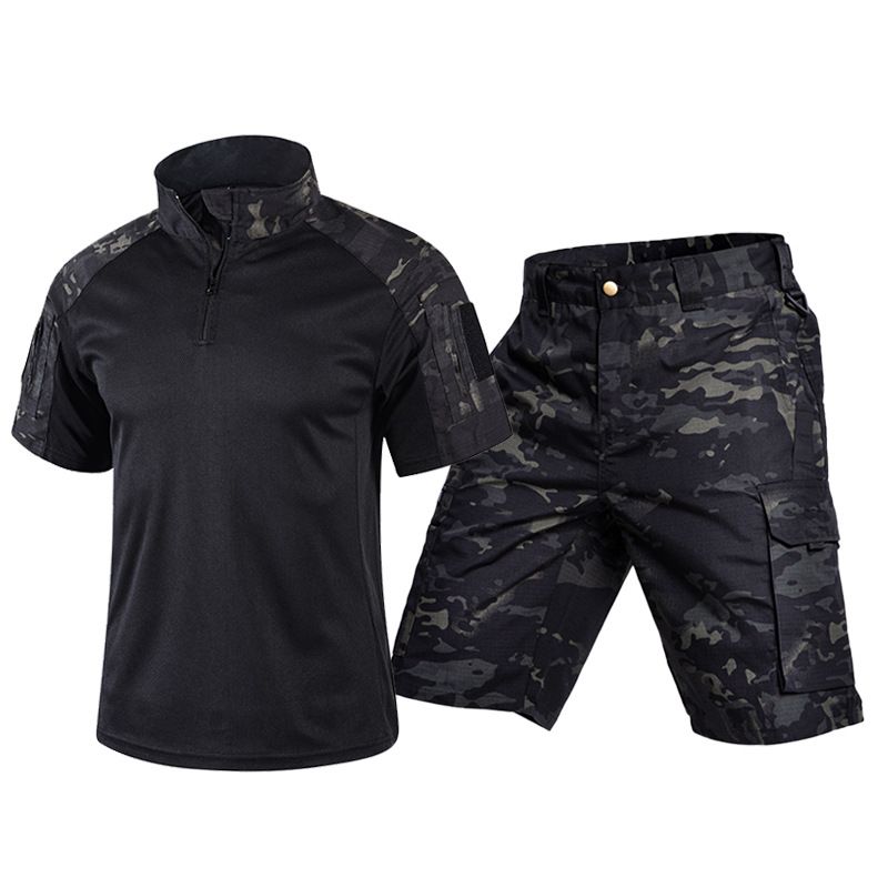 Men's Frog Style Tactical Shorts Suit Quick Drying Summer Training Uniform T-Shirt Short Sleeved Outdoor Sport Wear_viptrois.com