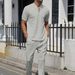 Men's Clothing New Short Sleeved Suit Men's Autumn Youth Waffle Zipper Stand Collar Polo Shirt + Trousers Men's Casual Suit_viptrois.com