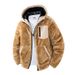 Men's Fleece-Lined Hooded Jacket - Slim Fit Zip-Up Casual Coat With Ribbed Cuffs_viptrois.com