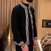 Loom Loom European American Style Autumn Top Casual Stand Collar Cardigan Sweater Men's Trendy Color Block Black And White Striped_viptrois.com