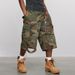Men's Clothing Stonewashed Washed Distressed Cropped Pants Overalls Loose Wide Leg Shorts_viptrois.com