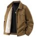 Fleece Thickened Jacket, Retro Trend Casual Versatile Lapel Simple Tooling Top_viptrois.com