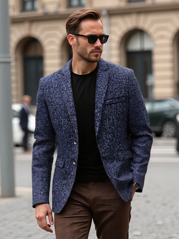Men's Clothing Men's Spring And Autumn Business Casual Suit Jacket Single Breasted Jacket Lightweight Polyester Lapel Suit Jacket_viptrois.com