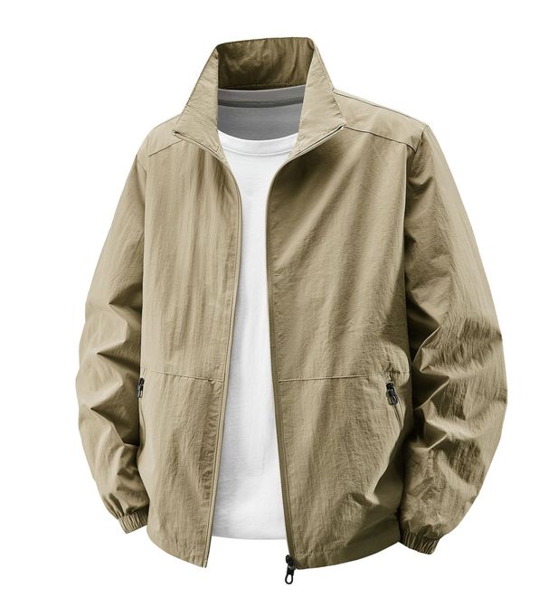 Stand-up Collar Jacket Men's Thin Jacket Men's Casual Waterproof Thin Men's Clothing_viptrois.com