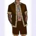 Men's Clothing Men's Casual Loose Short Sleeved Shirt Shorts Hawaiian Suit Trend 3D Digital Printing_viptrois.com