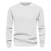 Men's Jacquard Knit Sweater – Heavyweight Geometric Crewneck Pullover (Black/Grey/Khaki) – Breathable Polyester Blend For Smart Casual Wear_viptrois.com