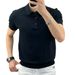 Men's Clothing New Summer Personality Solid Color Simple Sweater Half Sleeve_viptrois.com