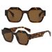 Men's Sunglasses Trend Polygonal Square Frame Ladies High End Flower Wrapped UV Anti Ultraviolet Sunglasses_viptrois.com