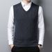 Autumn And Winter New Men's Wool Sweater Knitted Vest Vest Casual Middle Aged Solid Color V Neck Versatile Vest_viptrois.com