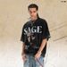 American-style Washed Purple Distressed Short-sleeve Men's Pure Cotton Loose-fit Casual T-shirt_viptrois.com