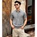 Men's Textured Polo Shirt Knitwear Short Sleeve T-Shirt Lapel Business Summer Top Old Money Style_viptrois.com