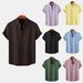 foreign Trade European Size Clothing 2025 Summer New Men's Solid Color Short-sleeve Casual Slim-fit Shirt TC15_viptrois.com