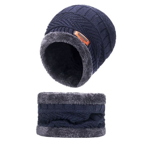 winter warm plus velvet thickened hat scarf neck solid color touch screen gloves three piece set_viptrois.com