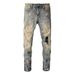 Men's Clothing European And American Street Fashion Graffiti Ripped Jeans Men's Slim Fit Paint Splashed Foot Cross Border Stretch Men's Pants 6556_viptrois.com