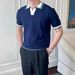 Men's Clothing Color Blocked Knit Short Sleeved Shirt For Men, Summer Style, Thin, Slim Fit, Simple, Business Casual, Cool, Shirt._viptrois.com