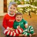 Children's spring and autumn Christmas boys and girls letter long sleeve striped homewear children set ins_viptrois.com