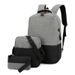 Professional USB Charging Backpack Set For Men - Waterproof Oxford Fabric Laptop Backpack With Anti-Theft Design, Travel & Business (3-Piece Set)_viptrois.com