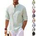 Men's Long Sleeved Stand Up Collar Plaid Shirt Solid Color Casual Bottoming Shirt Top_viptrois.com
