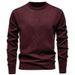 Men's Fleece-Lined Round Neck Pullover Sweater, Winter Warm Oversized Knit Top For Casual & Everyday Wear_viptrois.com